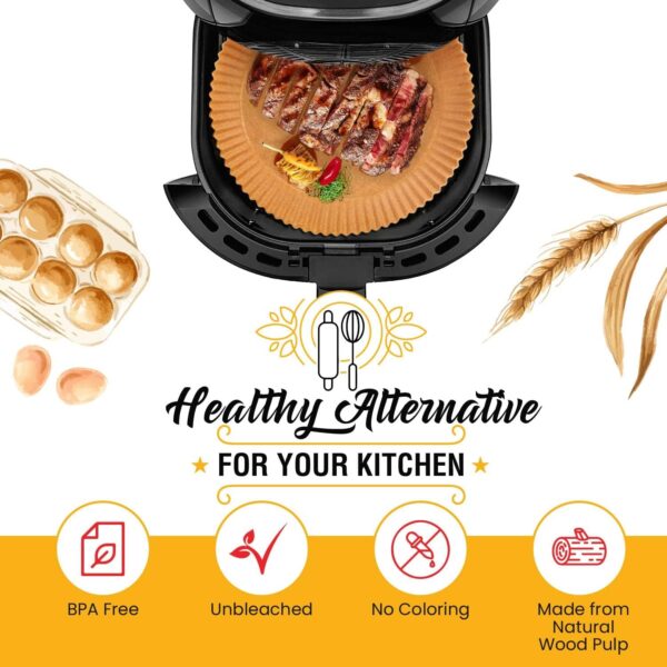 emafryer 120Pcs Air Fryer Liners – 6.5 Inch Round Unbleached Disposable Parchment Paper for Ninja, Tefal, Cosori & More – Perfect for Baking, Roasting, and Easy Cleanup (16 cm) - Image 12